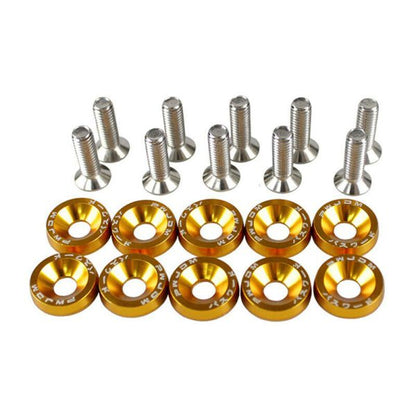 Motorcycle Fancy Bolts with Washer 10 Pcs Set - Universal Bike Chain Cover Bolts - Number Plate Bolts Set