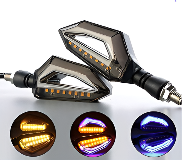 4 pcs Universal Motorcycle bike DRL Indicator With Flow Light Lava Style