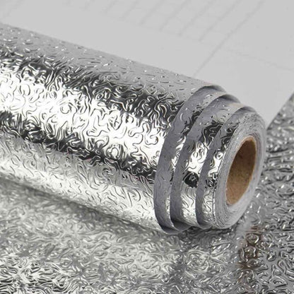 Aluminum Foil Paper Mats Wallpaper Stickers, Kitchen Silver Stickers Self Adhesive Aluminum Foil Stickers Oil Proof Waterproof Kitchen Stove -24 inch x 78 inch - 2 Meter Roll