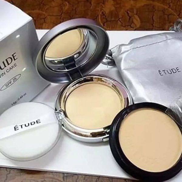 Etude Twin Cake Compact Powder With Puff And Pouch