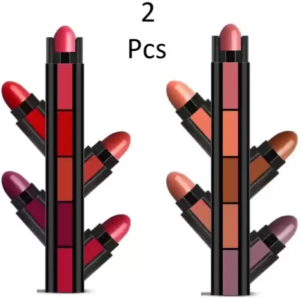 5 In 1 Matte Lipstick (Pack Of 2 – light Dark Shade)