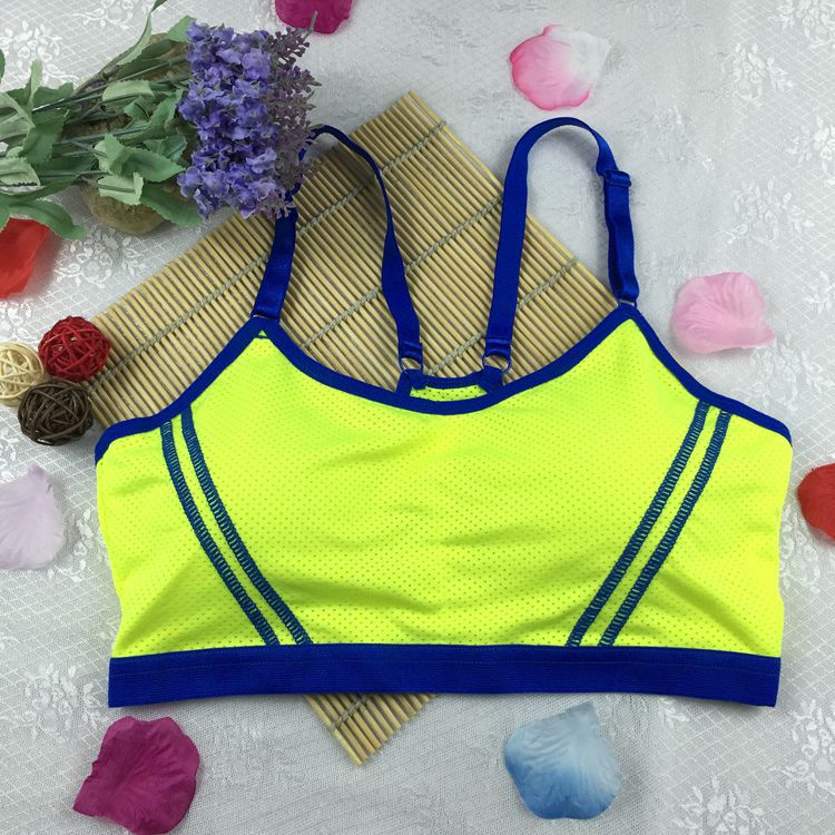Girls Breathable Sports Running Gym Striped Push Up Seamless Padded Wirefree Shakeproof Bra