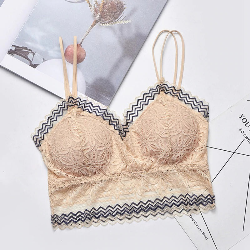Casual Lace Embroidered Tube Top Woman Seamless Push Up Lace Bra