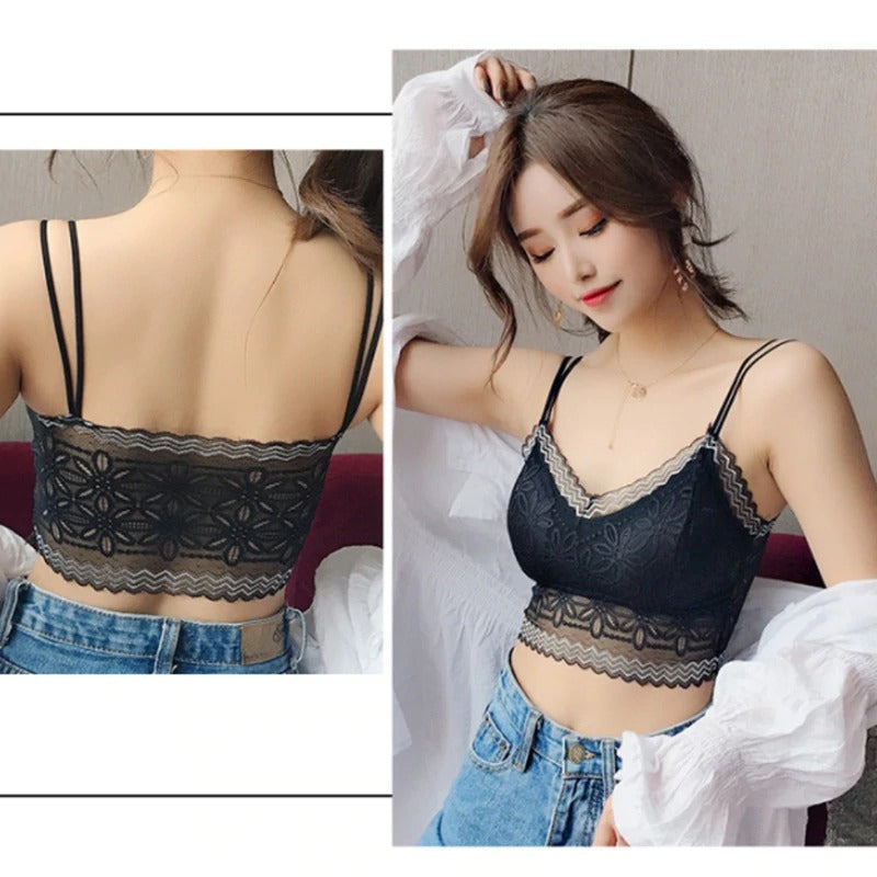Casual Lace Embroidered Tube Top Woman Seamless Push Up Lace Bra