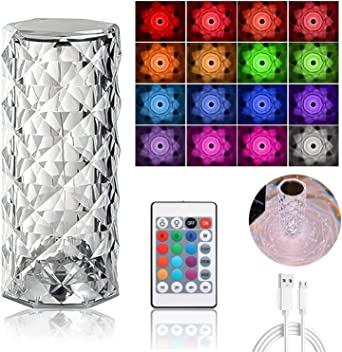 Diamond Rose Crystal Lamp Bedside Acrylic Rechargeable Usb Table Lamp