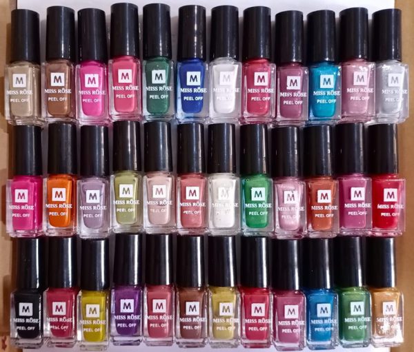 Pack Of 12 Peel Off Nail Paints / Nail Polish – Multicolor