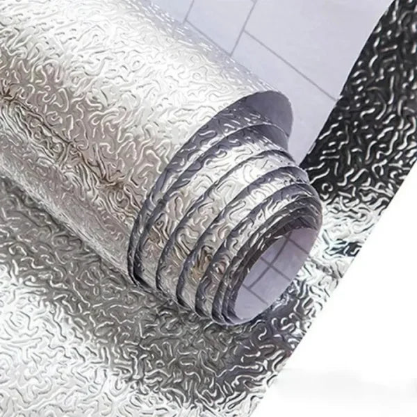 Aluminum Foil Paper Mats Wallpaper Stickers, Kitchen Silver Stickers Self Adhesive Aluminum Foil Stickers Oil Proof Waterproof Kitchen Stove -24 inch x 78 inch - 2 Meter Roll