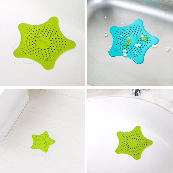 Silicone Rubber Star Fish Five-pointed Creative Star Sink Water Stopper Filter Sea Star Drain Hair Catcher &amp; Stopper Cover Sink Strainer Leakage Filter for Kitchen and Bathroom (Random Color)