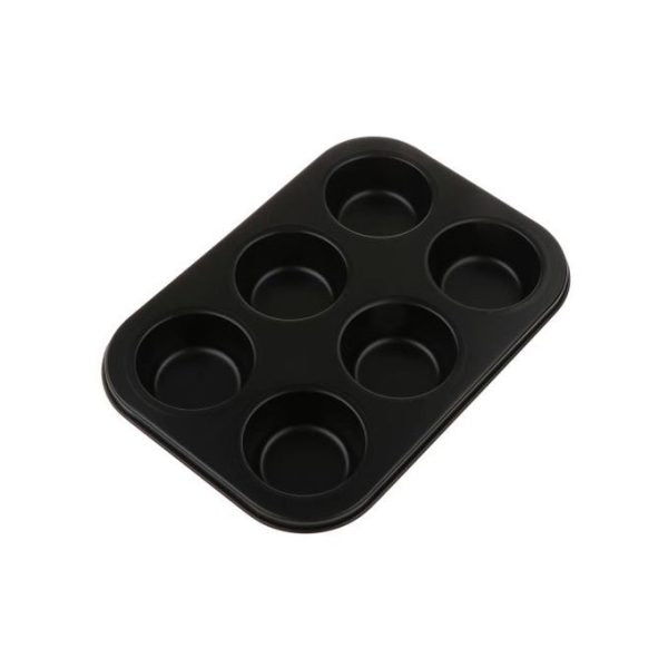 Non Stick Rectangle Mini Cupcake Baking Pan Tray Tin Cup 6 Holes - Black