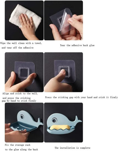 Little Whale Drain Storage Rack Dish Soap Holder for Bathroom and Shower Self Draining Waterfall Soap Tray Kitchen (Random Color)