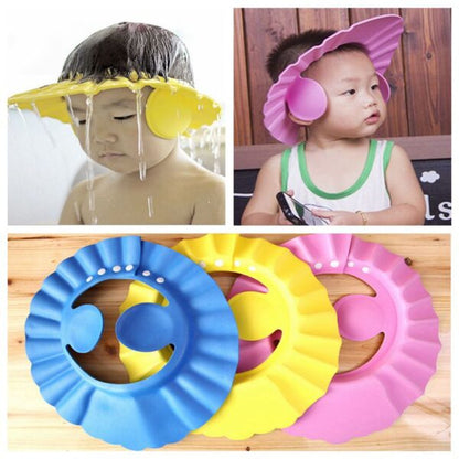 Adjustable Baby Shower Cap With Ear Protector (Random Color)