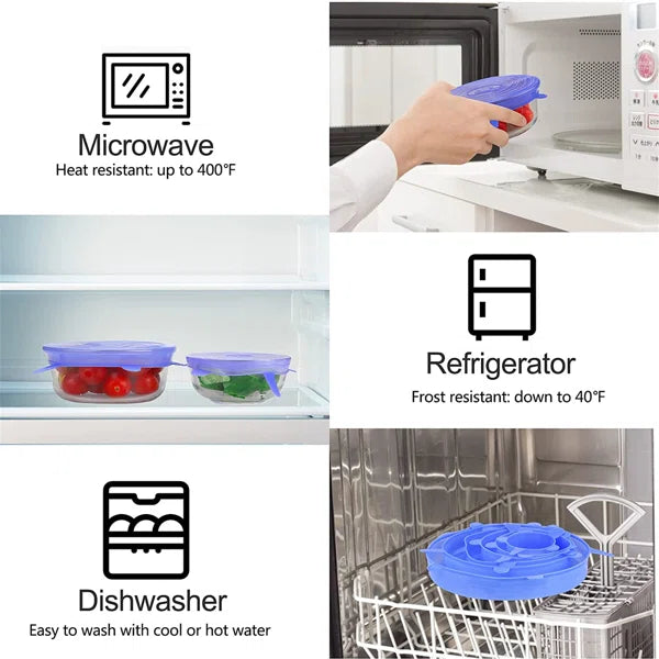 6pcs/set Silicone Lid Spill Stopper Universal Silicone Suction Lid-bowl Pan Silicone Cover Kitchen Pan Lids Cover Stoppers Tools