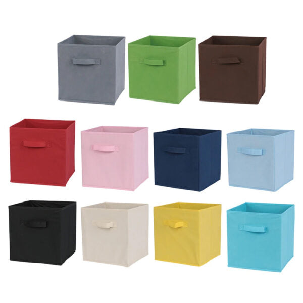 Foldable Storage Cubes Organizer Basket Bin Storage Boxes Storage Container with Handles for Travel Moving Toy Storage Box (Random Color)