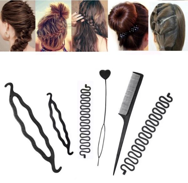 Set Of 6 Pcs - Professional Braids Tool Hair Styling Kits For Women Hair Accessories Set Women Girls DIY Hair Styling Set Kit Tools
