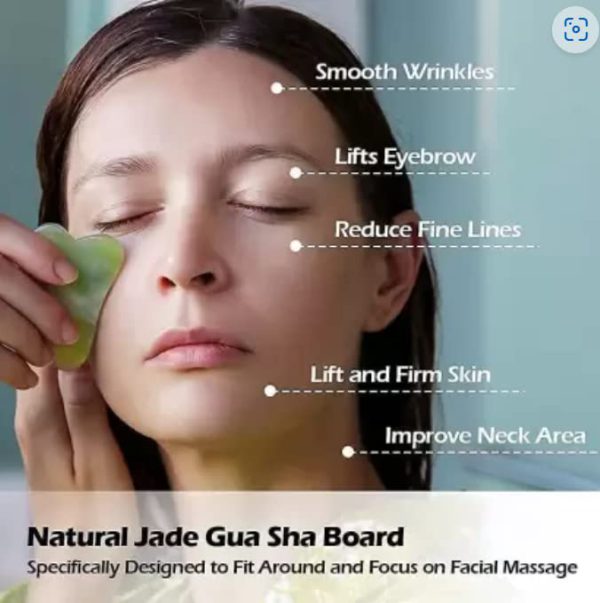 Gua Sha Stone &amp; Facial Jade Roller Manual Massage For Women