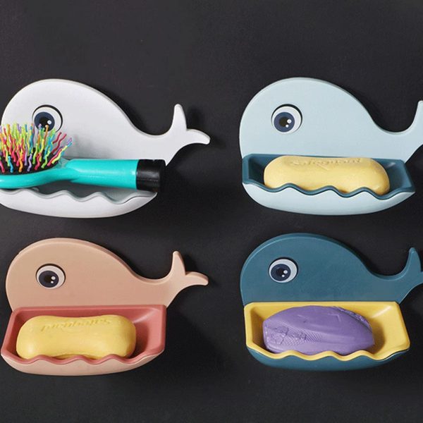 Little Whale Drain Storage Rack Dish Soap Holder for Bathroom and Shower Self Draining Waterfall Soap Tray Kitchen (Random Color)