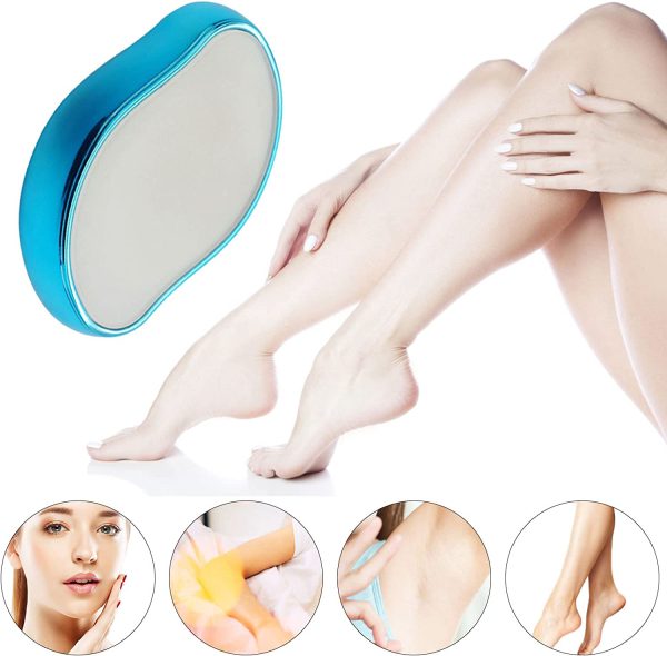 Bleame Crystal Hair Eraser - Painless Exfoliation Hair Removal Tool for Men &amp; Women Arms Leg Back - Fast &amp; Easy Exfoliate - Soft Smooth Silky Skin - Apply to Any Part of The Body (Random Color)