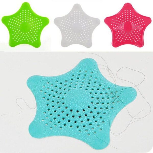 Pack of 5 - Silicone Rubber Star Fish Five-pointed Creative Star Sink Water Stopper Filter Sea Star Drain Hair Catcher &amp; Stopper Cover Sink Strainer Leakage Filter for Kitchen and Bathroom