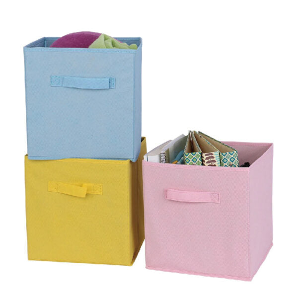 Foldable Storage Cubes Organizer Basket Bin Storage Boxes Storage Container with Handles for Travel Moving Toy Storage Box (Random Color)