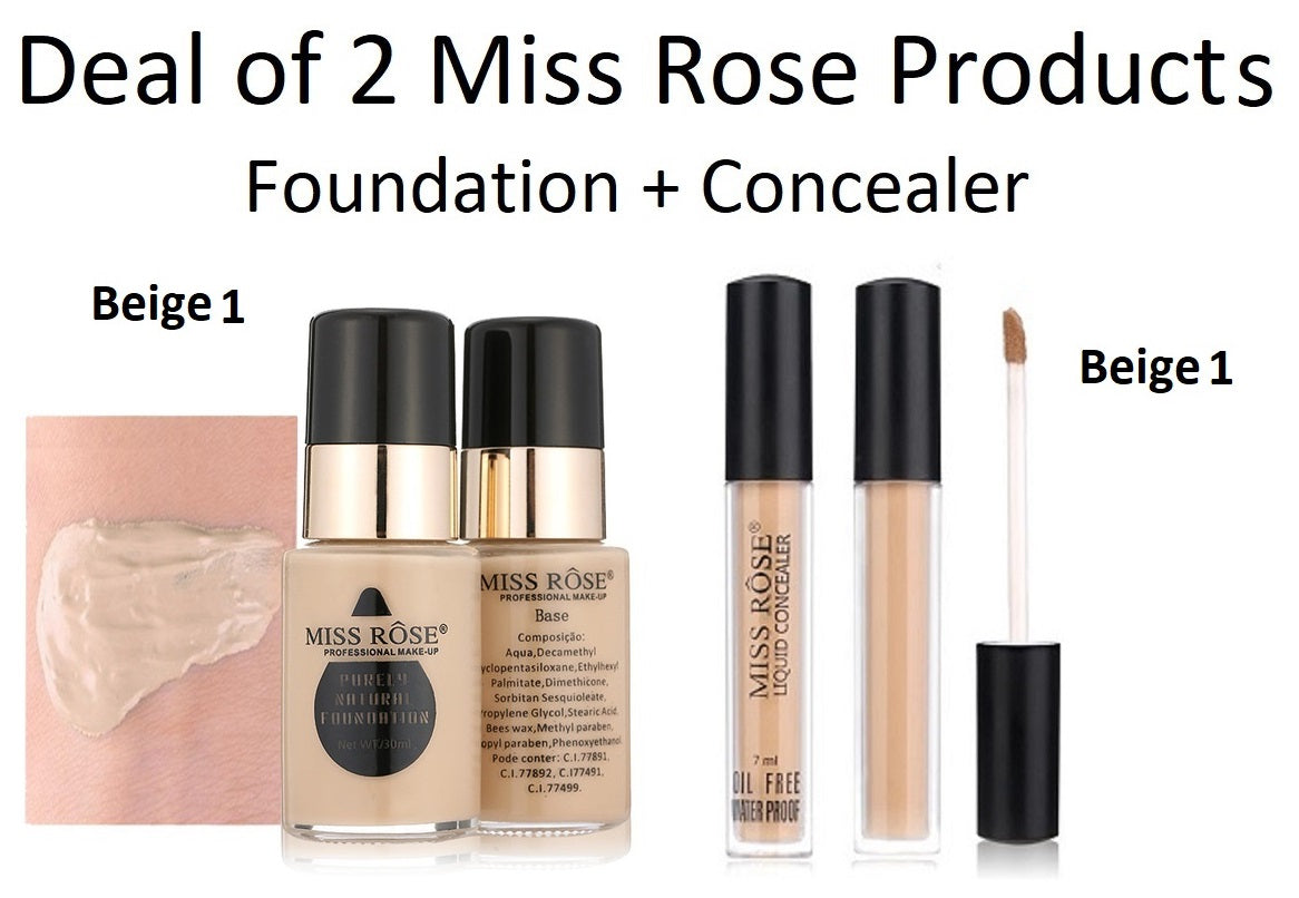 Deal of 2 - Miss Rose Natural Foundation + Concealer