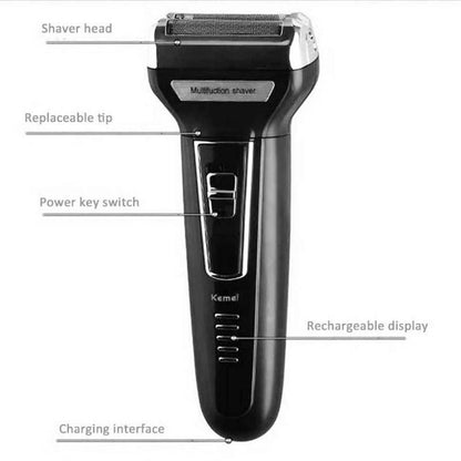 Kemei KM-6558 3 In 1 Electric Shaver Nose Hair Trimmer Double-Blades Beard Trimmer Shaving Machine