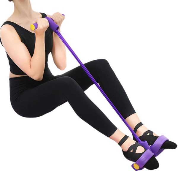 Foot Pedal Resistance Band Elastic Sit-Up Pull Rope Yoga Fitness Gym - Elastic Pull Ropes Tummy Trimmer (Random Colors)