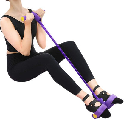 Foot Pedal Resistance Band Elastic Sit-Up Pull Rope Yoga Fitness Gym - Elastic Pull Ropes Tummy Trimmer (Random Colors)
