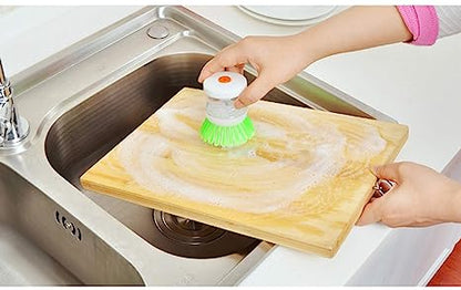 Creative Plastic Kitchen Washing Utensils Pot Dish Brush With Washing Up Liquids Soap Dispenser