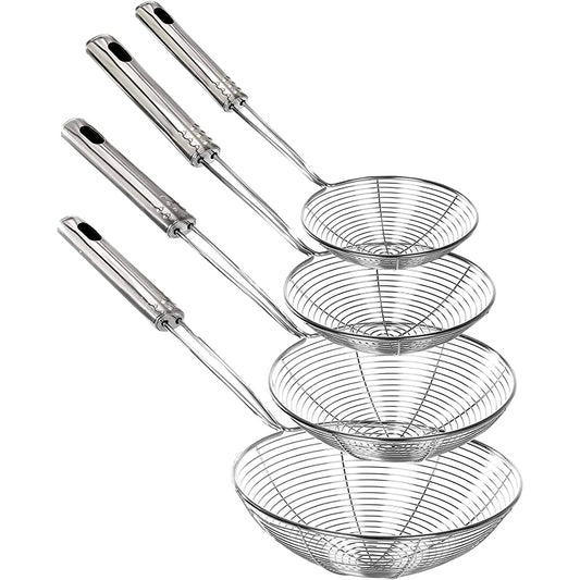 Solid 4 PCS Stainless Steel Fry Oil Strainer