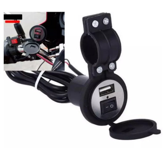 Bikes 12V Motorcycle Mobile Phone USB Charger Port Power Adapter Socket Waterproof Hot (Black)