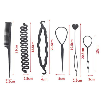 Set Of 6 Pcs - Professional Braids Tool Hair Styling Kits For Women Hair Accessories Set Women Girls DIY Hair Styling Set Kit Tools