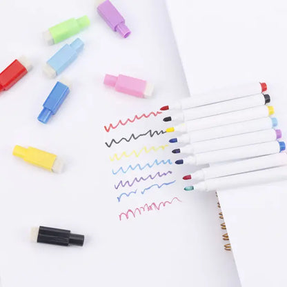 Pack Of 10 Colorful black School classroom Whiteboard Pen Dry White Board Markers Built In Eraser Student children's drawing pen