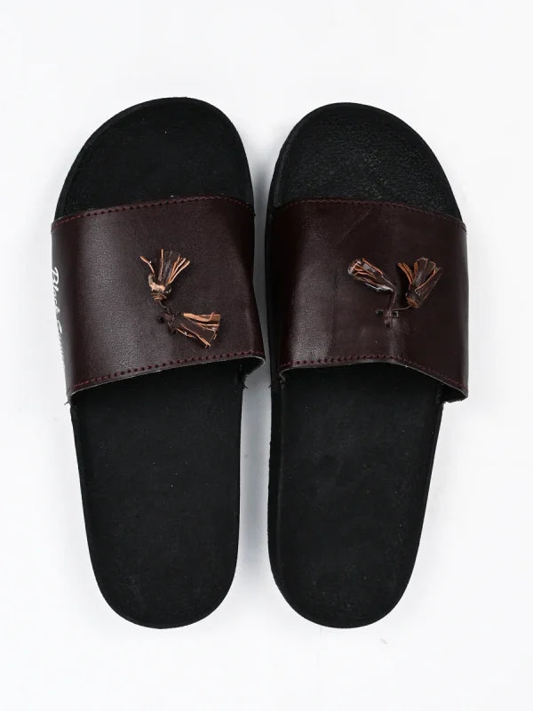 Black Camel Tassel Slide Slipper