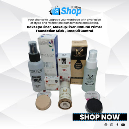 Deal of 05 - Cake Eye Liner , Makeup Fixer, Natural Primer, Foundation Stick , Base Oil Control