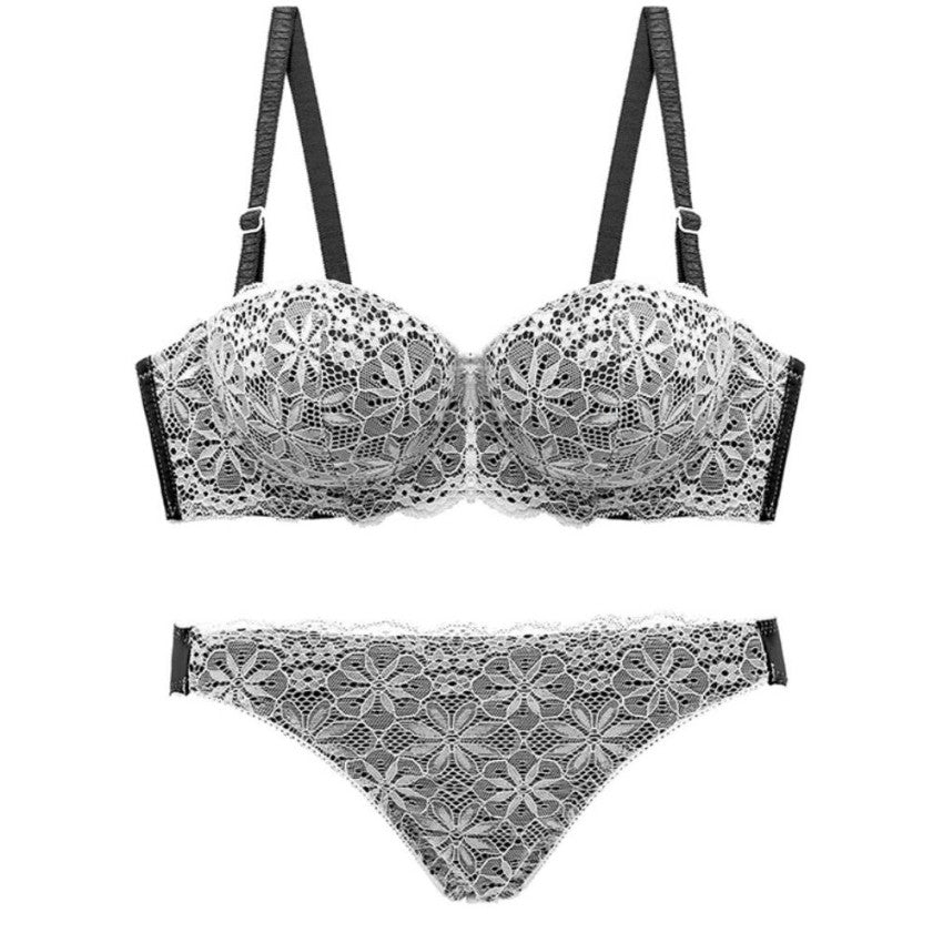 Luxury 1/2 Cup Push Up Floral Embroidery Lace Women Bra Panty Set