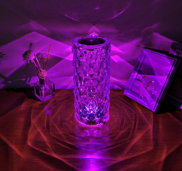 Diamond Rose Crystal Acrylic USB Rechargeable Bedside Table Lamp