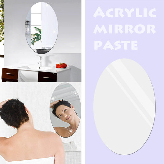 Oval Bathroom House Mirror Acrylic Wall Stickers