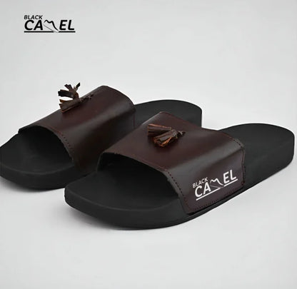 Black Camel Tassel Slide Slipper