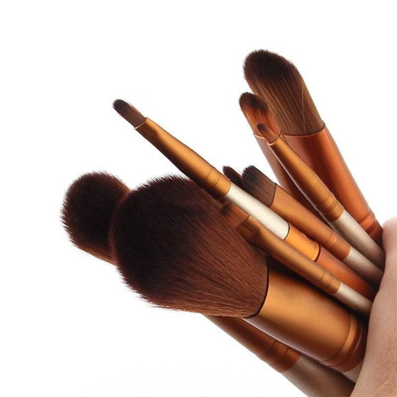 12pcs Aluminium Box Makeup Brushes Set Eye Shadow Lip Gloss Eye Makeup Portable Beauty Tools