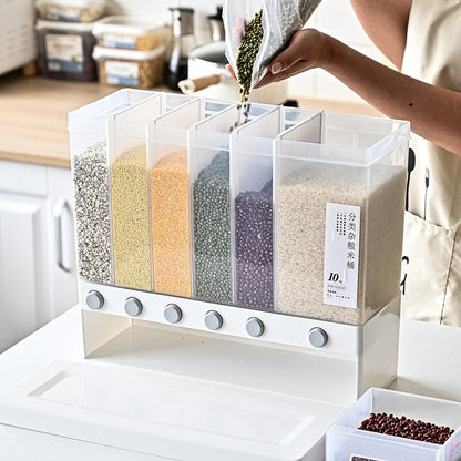 Wall Mounted Separate Rice Bucket Cereal Dispenser Moisture Proof Automatic Sealed Food Storage Box