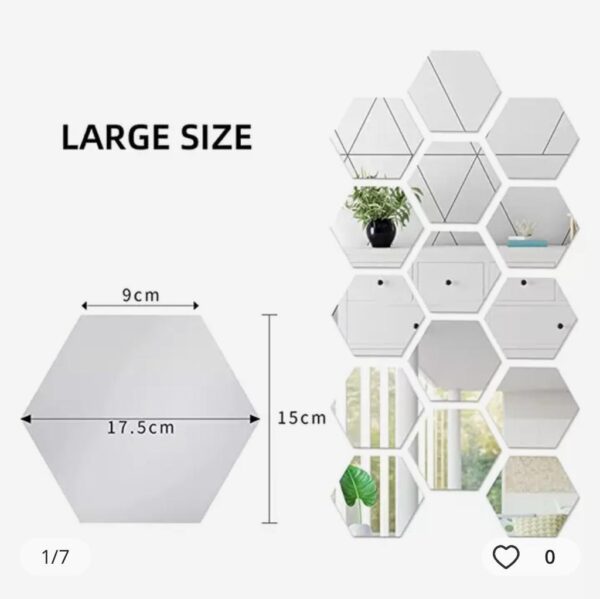 Hexagon Shape Acrylic Mirror Wall Stickers (32 Pc Set)