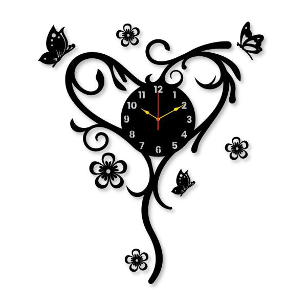 Heart Butterfly New Clock Wall Art