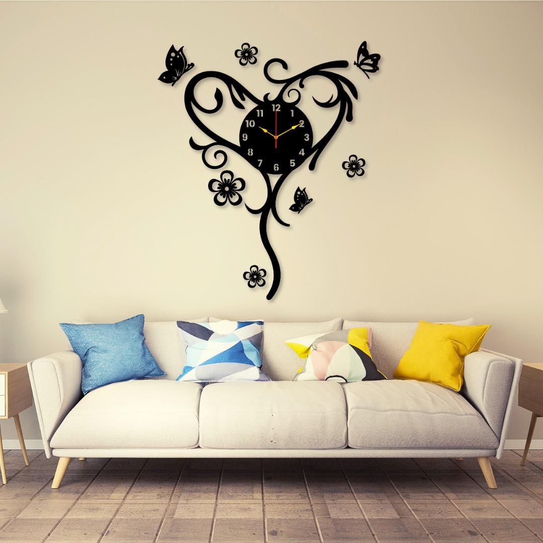 Heart Butterfly New Clock Wall Art