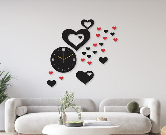 Red Heart Clock Wall Clock