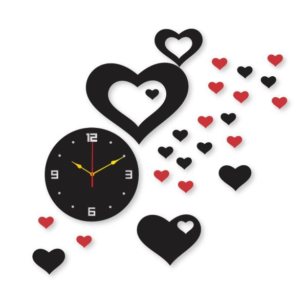 Red Heart Clock Wall Clock