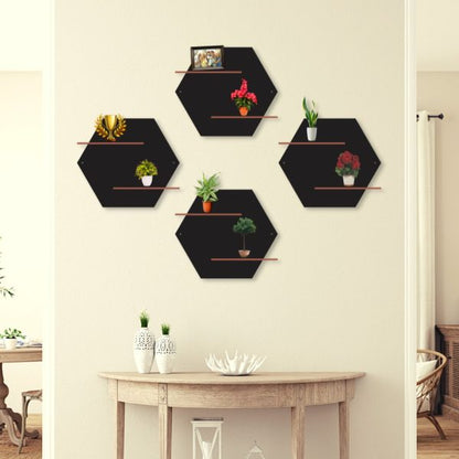 Double Hexa Shelves Wall Art - 4pcs