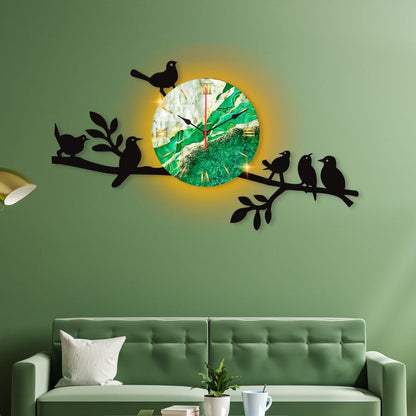 Sparrow Design Dial Wooden Wall Clock