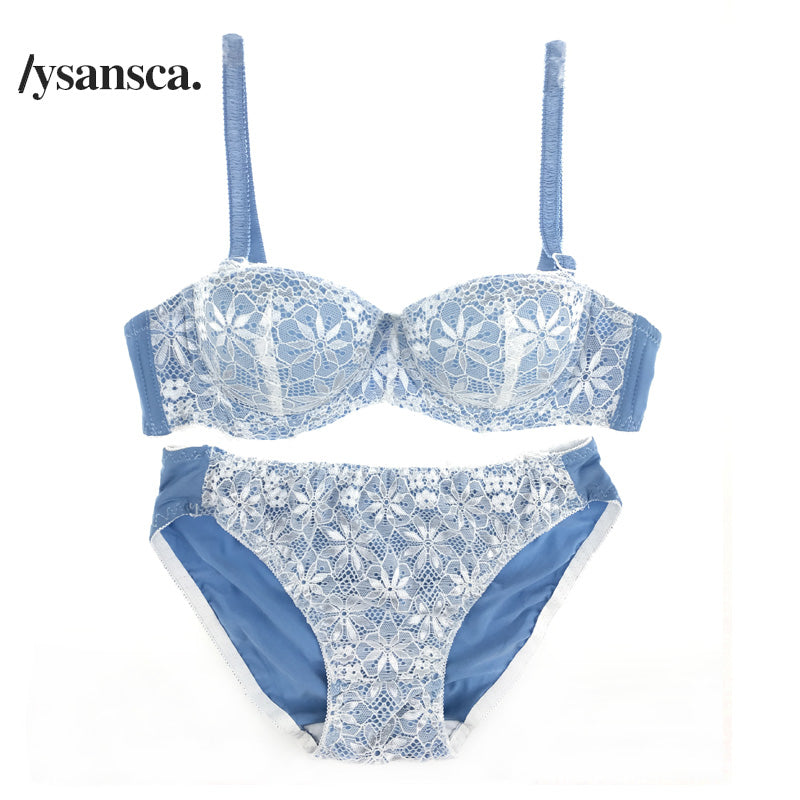 Luxury 1/2 Cup Push Up Floral Embroidery Lace Women Bra Panty Set