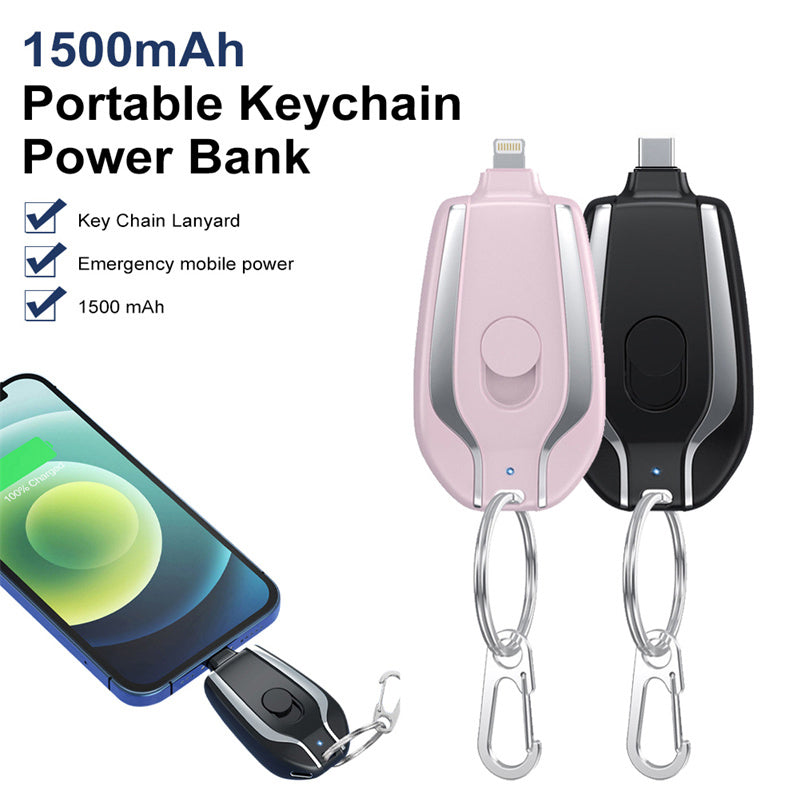 Ultra-Compact 1500mAh Keychain Power Bank For Android And Lightning
