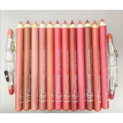 Flormar Matte Nude Shades High Quality Lip Pencils-Pack Of 12